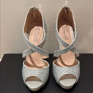 Camille La Vie Silver Glitter Heels for Special Occasions
